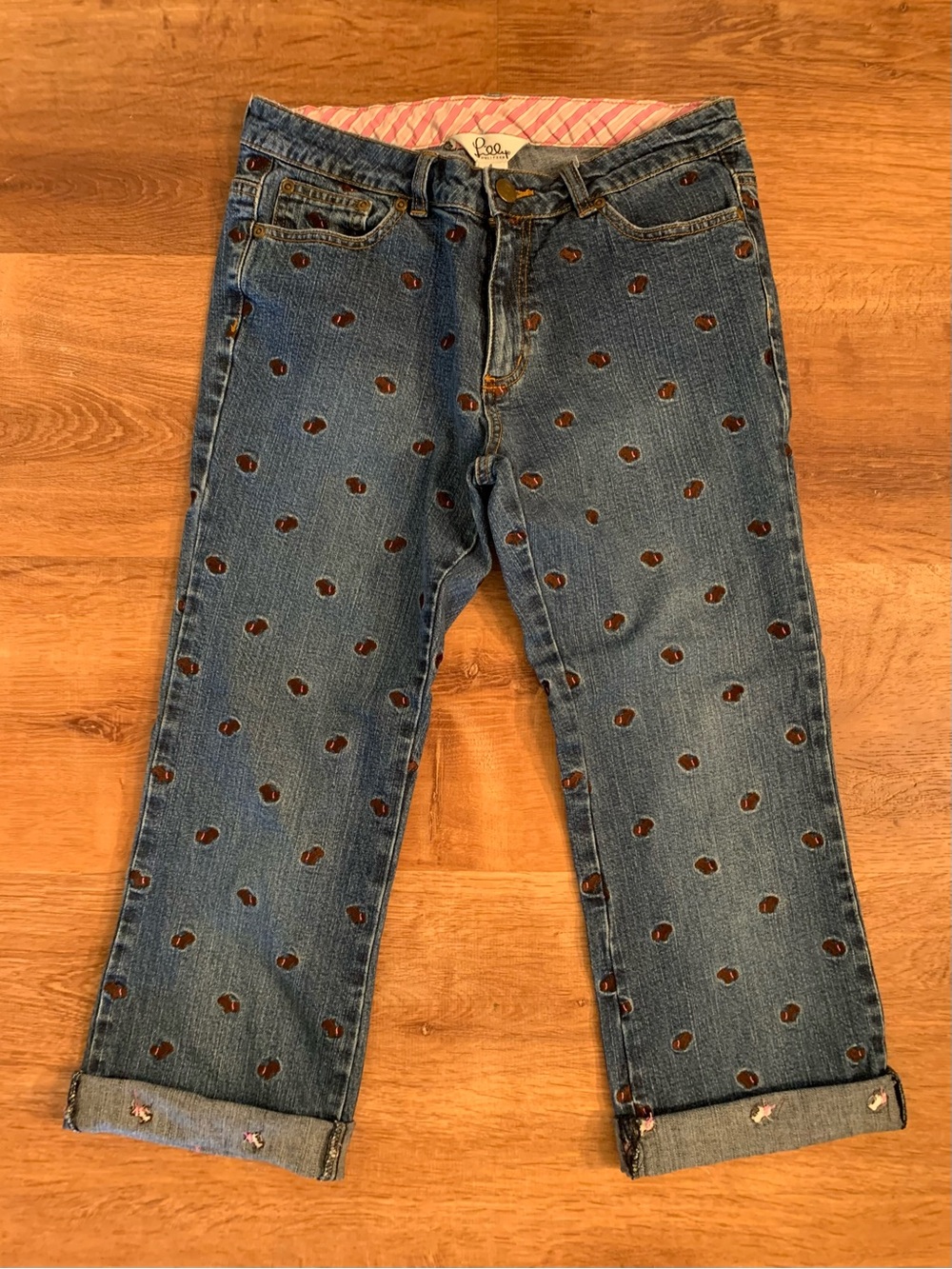 Lilly Pulitzer Vintage White Label Crop Jeans Sz 4 Scottie Dogs Embroidered